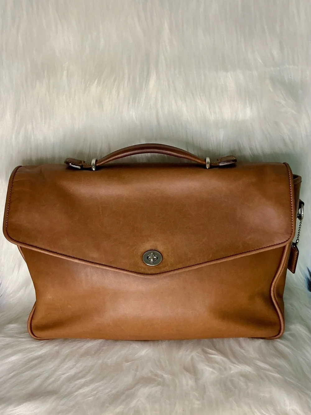 Coach Brown Leather Satchel with Detachable Strap